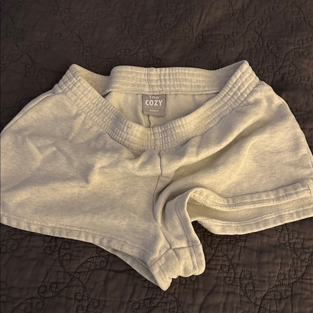 TNA Cozy Fleece Shorts in Light Gray